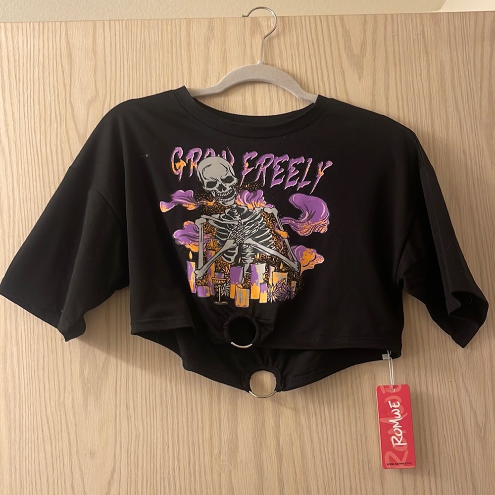 Black skeleton crop top